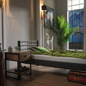 Resim Unimet Asos Tek Kişilik Ferforje Metal Karyola-Siyah 