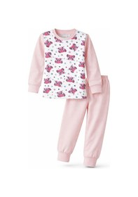 Resim Kız Çocuk Pamuklu Desenli Pijama Takımı 6068-05 Pudra Pudra 