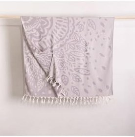 Resim 100x180 Pamuk/bambu Ipliği Boyalı Jakarlı Yaprak Desenli Bez Peştemal Plaj,sauna,hamam,yoga,havuz Lila 100 x 180 