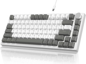 Resim Coverzone Beyaz Işıklı Hot Swap Kablolu Mekanik Oyun Klavyesi | Ajazz AK820 Gri Beyaz - Kırmızı Switch 