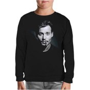 Resim Johnny Depp Siyah Çocuk Sweatshirt Siyah 