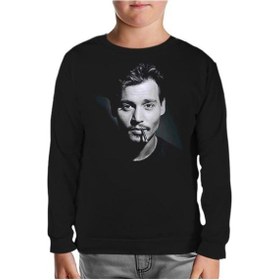 Resim Johnny Depp Siyah Çocuk Sweatshirt Siyah 