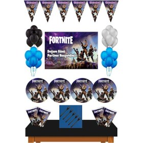 Resim Fortnite 8 Kişilik Afişli Doğum Günü Konsepti Parti Malzemeleri E 