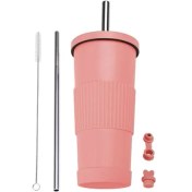Resim Dilele Paslanmaz Çelik Inci Süt Çay Bardağı/pipet Yalıtım Bardağı, DL068 (Yurt Dışından) 