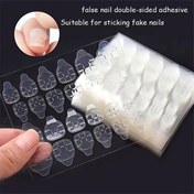 Resim 240 adet Ultra-İnce Su Geçirmez Nefes Alabilen Çift Taraflı Jel Tırnak Yapışkan Stickerları - Süper Yapışkanlı Şeffaf Esnek Sahte Tırnak Yapıştırıcısı Bale Şekilli Orta Uzunluklu Tırnaklar için, Katı Renk Parlak Bitişli 