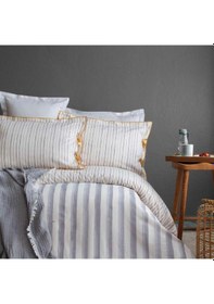 Resim Apricitas Home Muslin Çift Kişilik Yatak Örtülü Nevresim Takımı Stripe Beige Mix 