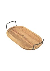 Resim Naturalovee Akasya Metal Kuplu Tepsi - Kahverengi - 31x18x5 Cm Çok Renkli 