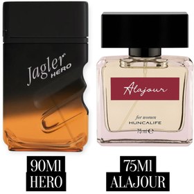 Resim Hunca Care Jagler Hero Erkek Parfümü 90 Ml + Alajour Kadın Parfümü 75 Ml – Kalıcı, Etkileyici, Şık Koku Seti 