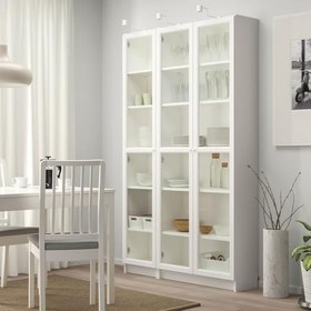 Resim Cam kapaklı kitaplık, beyaz, 120x30x202 cm 