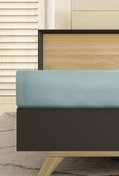 Resim Su Yeşili Çift Kişilik Fitted / Lastikli Pamuk Çarşaf Kigili
