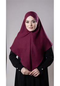 Resim Hürrem Bone Bordo Pratik Hazır Geçmeli Tesettür Eşarp Pamuk Caz Kumaş Tek Katlı Çapraz Hijab 2305 16 