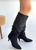 Resim Denic Moda Zelya Siyah Süet Topuklu Çizme 
