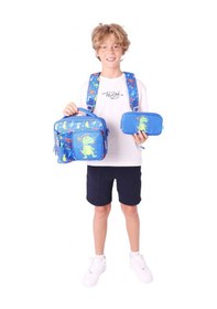 Resim Kaukko Kids Kız Çocuklara Özel Mavi Yeşil - 3d Dinazor Detaylı Üçlü Okul Çantası Seti Mavi - Yeşil 
