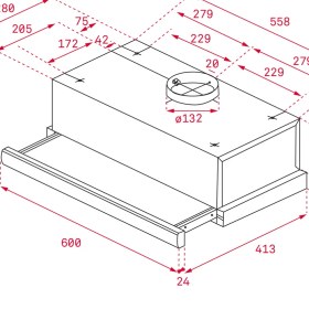 Resim Teka TL 6310 Sürgülü Aspiratör 332 m³/h Çelik 60 cm 40474250 