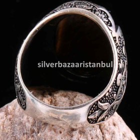 Resim Tigers Eye Stone Jewelry Solid 925 Sterling Silver Men Ring - US: 13.75 / 72 mm / Turk: 32 