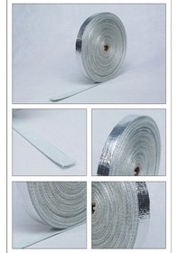 Resim Fortunelane Motorsiklet Araba Cam Fiber Isolasyon Bezi 550 C 1mx5cm Gri Siyah 