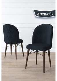 Resim Canisa Bika Serisi 4 Adet Antrasit Mutfak Sandalyesi Ceviz Gürgen Ayaklı 1. Sınıf Babyface Kumaş Sandalye Antrasit Ayakları Ceviz 