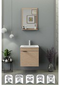 Resim Biani Fix Arya 55 Cm Banyo Dolabı,Seramik Lavabolu, Aynalı,Lavabo Dahil,Mdf,Aybe Bej 