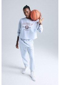 Resim Defacto Defactofit Nba Brooklyn Nets Bisiklet Yaka Sporcu Sweatshirt E8863ax25augr421 Gri 