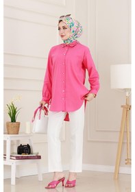 Resim Sevitli Taş Detaylı Hilal Tunik-fuşya-4957 Fuşya 