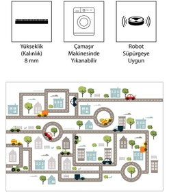 Resim VİVİCAHOME Dijital Baskı Kaymaz Taban Makinede Yıkanabilir Çocuk Odası Halısı Bebek Odası Halısı VCH 