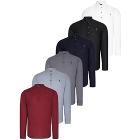 Resim Altılı Set G783 Dewberry Hakim Yaka Gömlek-siyah-lacivert-antrasit-gri-bordo-haki Siyah-lacivert-antrasit-gri-bordo-haki 