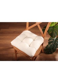 Resim Altınpamuk Altınpamuk Lüx Pofidik Krem Sandalye Minderi Özel Lüx Dikişli Bağ 