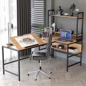 Resim Yasmak 640-E L Masa ,raflı L Şekilli Ofis Masası 