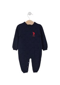 Resim U.S. Polo Assn. Lisanslı Laciver Triko Bebek Patiksiz Tulum Lacivert 
