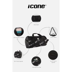 Resim İcone Bag Unisex Spor Çanta - Silindir Model, Baskılı, Ön ve Iç Cepli, Yan Saplı, Ayarlanabilir Omuz Askılı 
