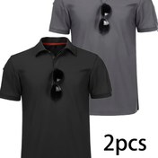 Resim 2 adet Erkekler için Nefes Alabilen Hızlı Kuruyan Golf Tişörtleri - Düz Renk, Kısa Kollu, Yaka, Nem Emici Kumaş, Açık Hava Sporları, Koşu, Yürüyüş ve Günlük Giyim için, Spor Giyim | Düz Renk Tişört | Dayanıklı Spor Giyim 