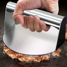 Resim 1 adet Paslanmaz Çelik Hamburger Pres Et Yapıcı, Anti-Stick Sığır Burger Patty Aracı, Steak ve Küçük Burgers için Mükemmel | Ergonomik Sap Düz Tasarım, Düzgün Et Presleme | BBQ Kitiç için İdeal 