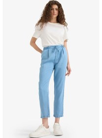 Resim Defacto Pull On Carrot Fit Yüksek Bel Bilek Boy Akışkan Kumaş Yıkamalı Pantolon D8237AX25SM Mavi 