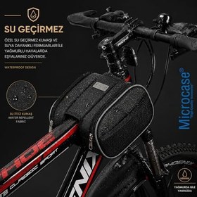 Resim Microcase Bisiklet Orta Kadro için Reflektörlü 2 Gözlü 2 Yan Cepli Cırt Cırtlı Geniş Hacim Bisiklet Çantası AL5573 