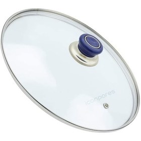 Resim Tencere Sahan Tava Cam Kapağı Kapak 20 Cm Lacivert Tutma Tepesi 