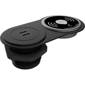 Resim Metalline® Circular-Line Modüler Hızlı Şarj Kutusu Wireless USB-Siyah 