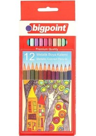 Resim Bigpoint 12 Renk Metalik Kuru Boya Kalem Seti 