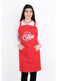 Resim Unisex Master Chef Kanguru Model Mutfak Önlüğü Kırmızı 