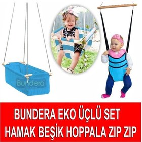 Resim Indirimsmart Bundera Eko Üçlü Set Bebek Hoppala Zıp Zıp Hamak Beşik Salıncak 