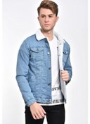 Resim Erkek Mavi İçi Kürk Açık Mavi Kot Ceket & Mont Açık Mavi 