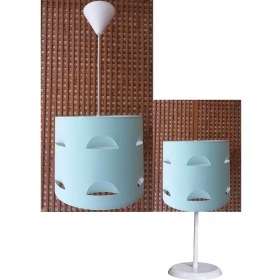 Resim Onay Avize Yeşil Kumaş M-0384 Kaplama 2.li Set Yatak Odası Genç ve Çocuk Odası Avize ve Abajur Seti 