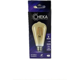 Resim Heka LED Ampul 6 Watt 2500K E27 Gün Işığı Rustik Bohem Yüksek Işık Gücü Ampul 