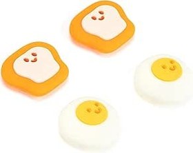 Resim GeekShare Başparmak Kavrama Kapakları 4 Adet Kaymaz Thumbstick Kapak Yumuşak Silikon Analog Çubuk Kapak Sevimli Haşlanmış Yumurta Tost Joystick Kapakları Switch/OLED Switch Lite ile Uyumlu 