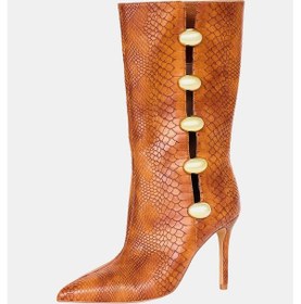 Resim Katy Perry The Revıval Ornamet Kadın Taba Yılan Baskılı Topuklu Çizme Taba 