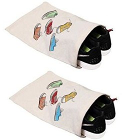 Resim Ayakkabı Terlik Torbası 30 X 37 Cm., 2 Adet, Ham Doğal Bez Kumaş Çok Renkli 