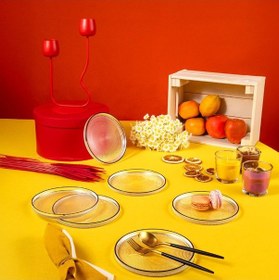 Resim Fecra Loren 6'lı Pasta Tabağı Seti Siyah Fileli 16 Cm 