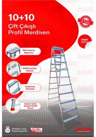 Resim Yakut Serisi -10 10 Basamaklı Çift Çıkışlı Galvanizli Profil Merdiven Ev, Bahçe, Işyeri Için Uygun 