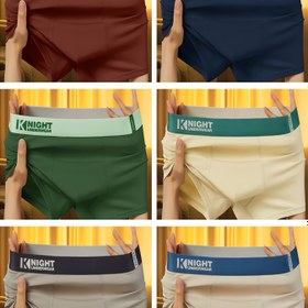 Resim 6 Parça Nefes Alabilen Buz İpeği Boxer Şort - Serin, Dar Kesim Erkek İç Çamaşırı Desenli Moda Düz Köşe Erkek İç Giysisi 