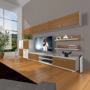 Resim Decoraktiv Eko 8 Mdf Dvd Tv Ünitesi Tv Sehpası Beyaz Ceviz 