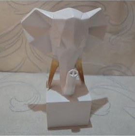 Resim Fil Başı Kitap Tutucu, Beyaz, Ofis Ev Dekor, 23 cm Yükseklik 